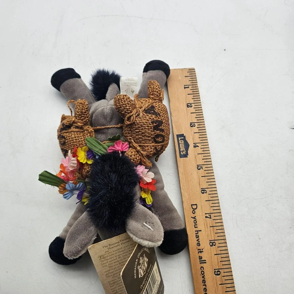 Vintage Hawaiian Collectibles Donkey Plush Stuffed Toy Small Gray Passport 1999